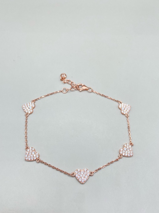Jewelry - Rose Gold Plated Sterling Silver Cubic Zirconia Pave Heart Bracelet